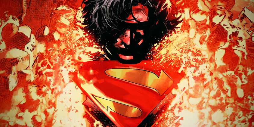 Absolute Superman Surrounded By Flames in Cover Art