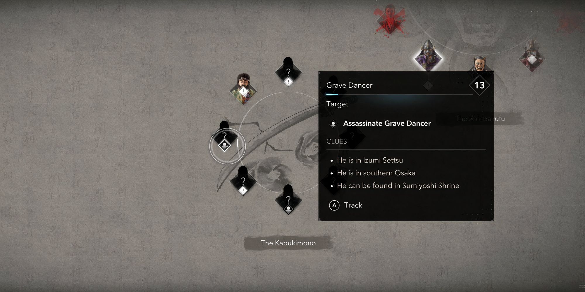 AC Shadows Grave Dancer Clues