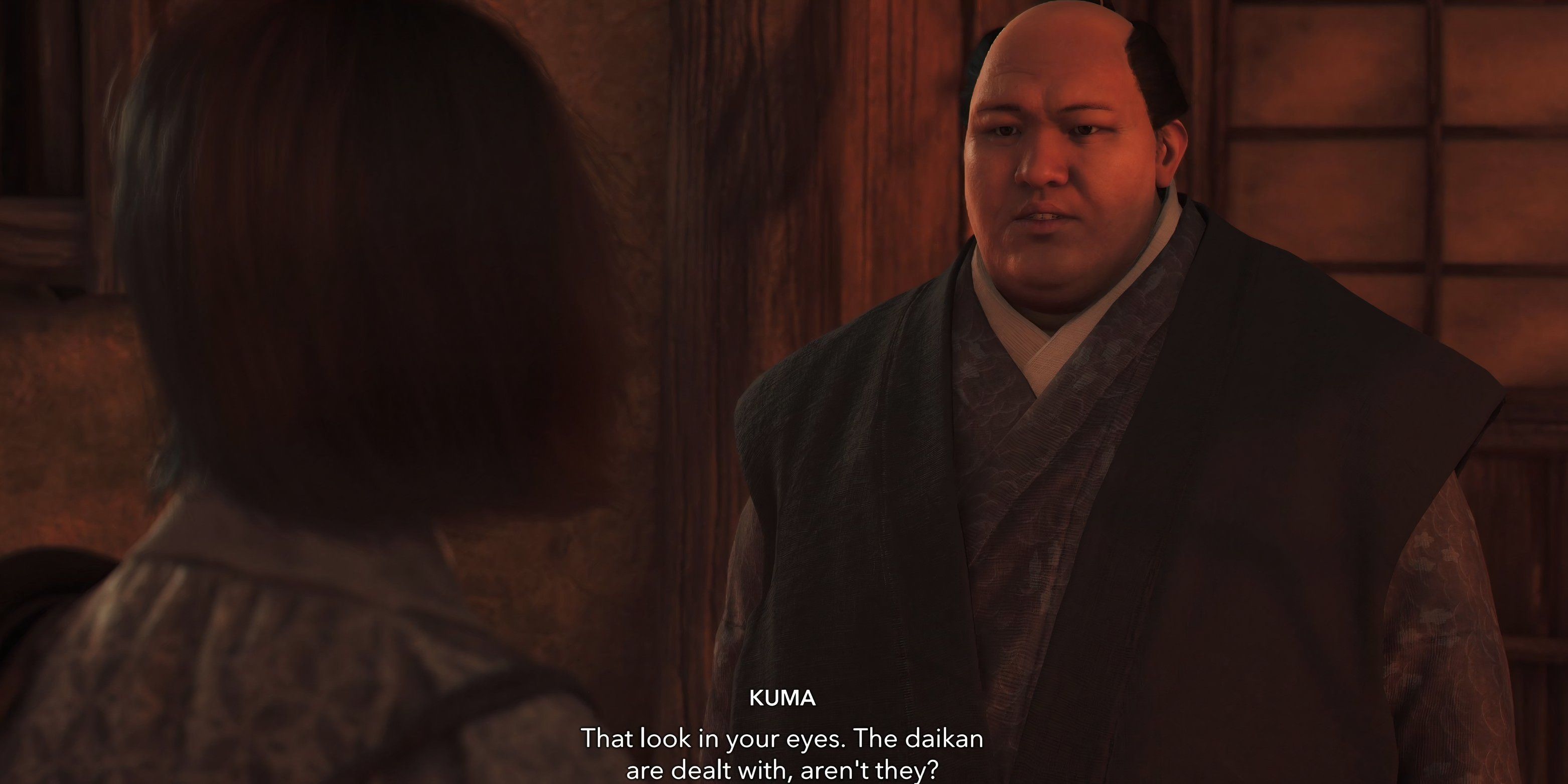 AC Shadows Kuma in dialogue with Naoe