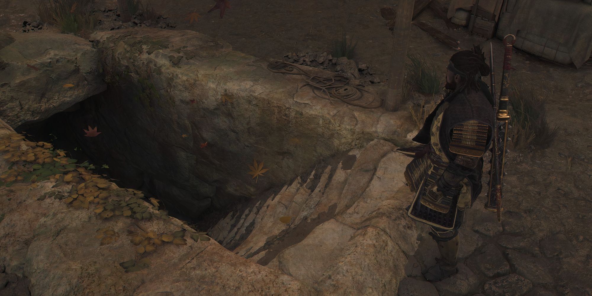 AC Shadows Yasuke standing At a Kofun Entrance