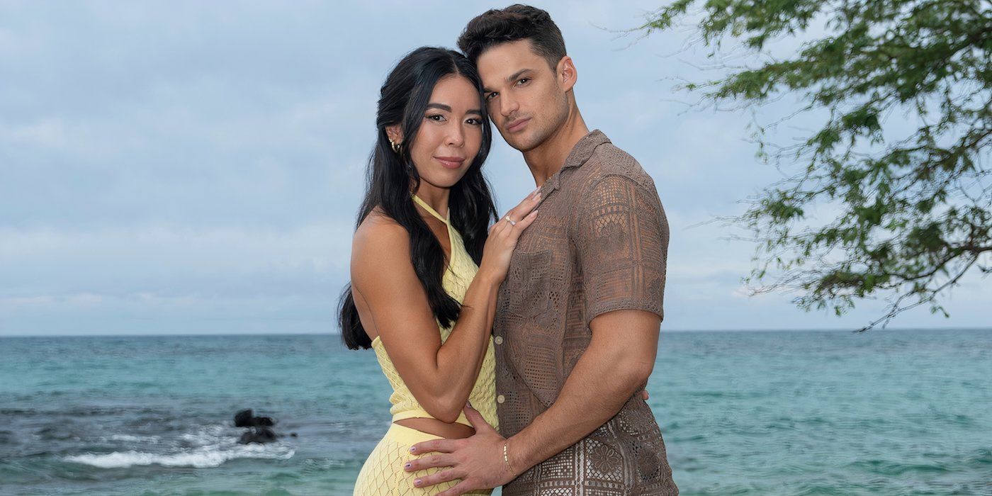 Alex and Lino cast photo Temptation Island season 9 with couple on beach