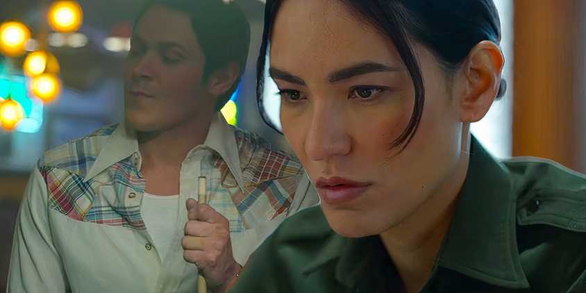 Alex Meraz as Ivan Muños and Jessica Matten as Bernadette in Dark Winds season 3