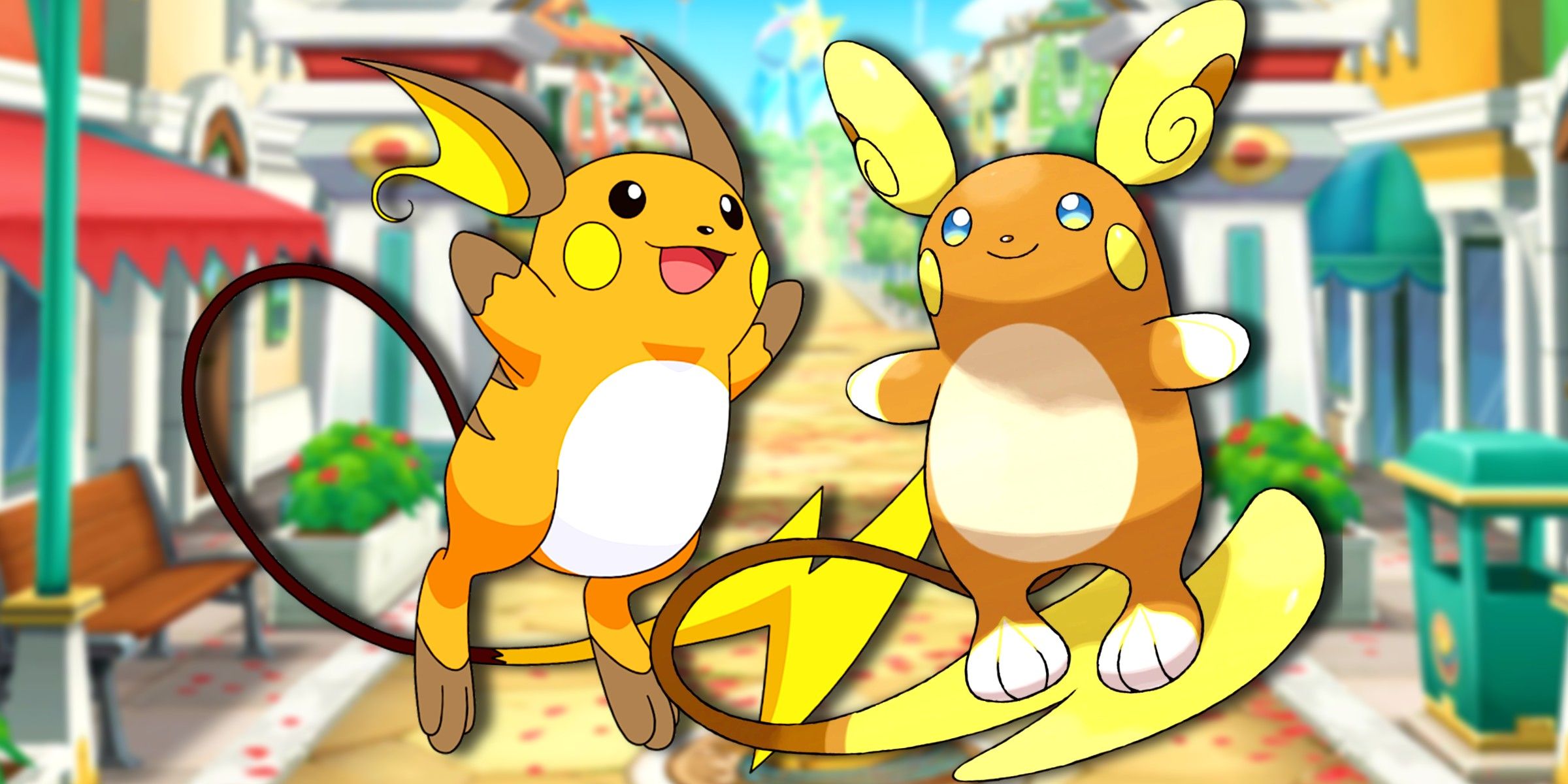 alolan and regular raichu facing each other