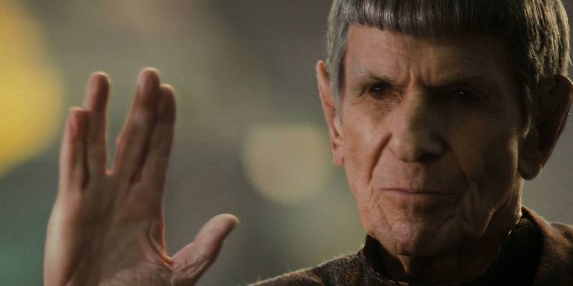Ambassador Spock gives Vulcan salute in Star Trek 2009