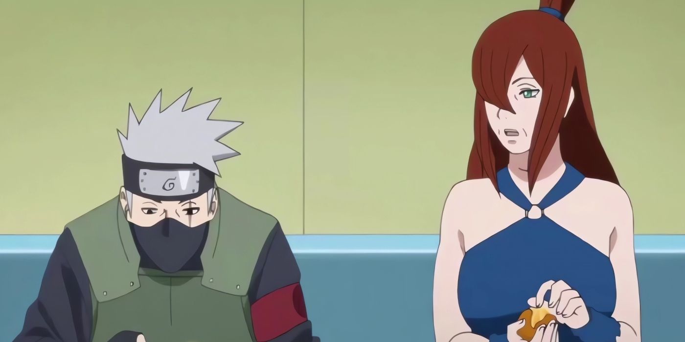 An older Mei and Kakashi talking during Boruto.