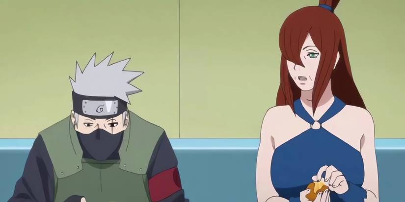 An older Mei and Kakashi talking during Boruto.