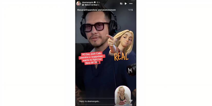 Angela Deem in 90 Day Fiance on Instagram Story with Josh Weinstein about Jasmine Pineda