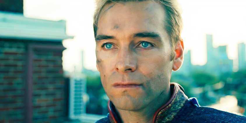 Antony Starr looking serious as Homelander in The Boys season 2
