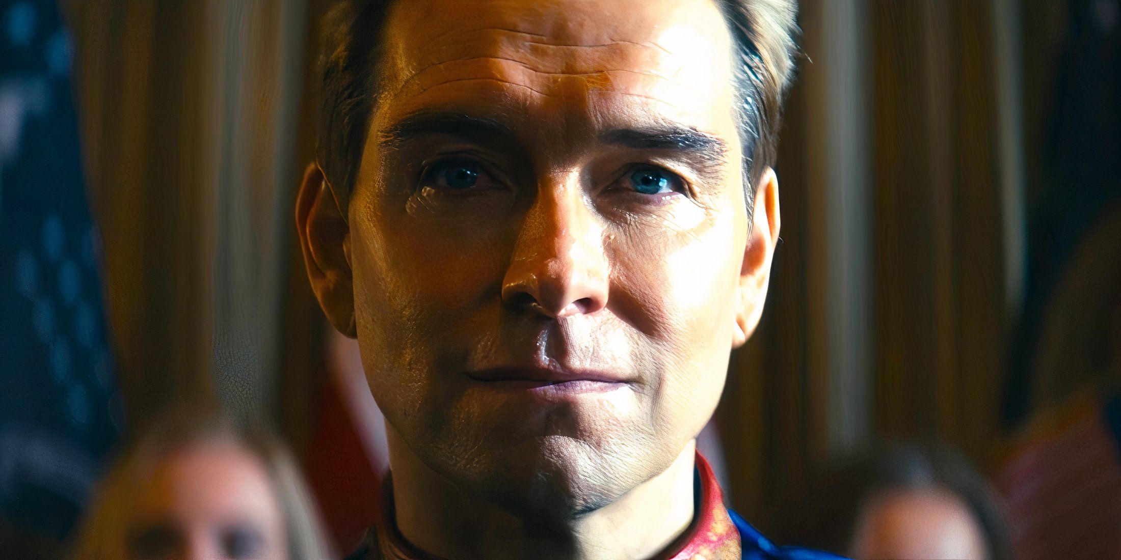 Antony Starr as Homelander looking straight ahead and serious in The Boys season 4 episode 8