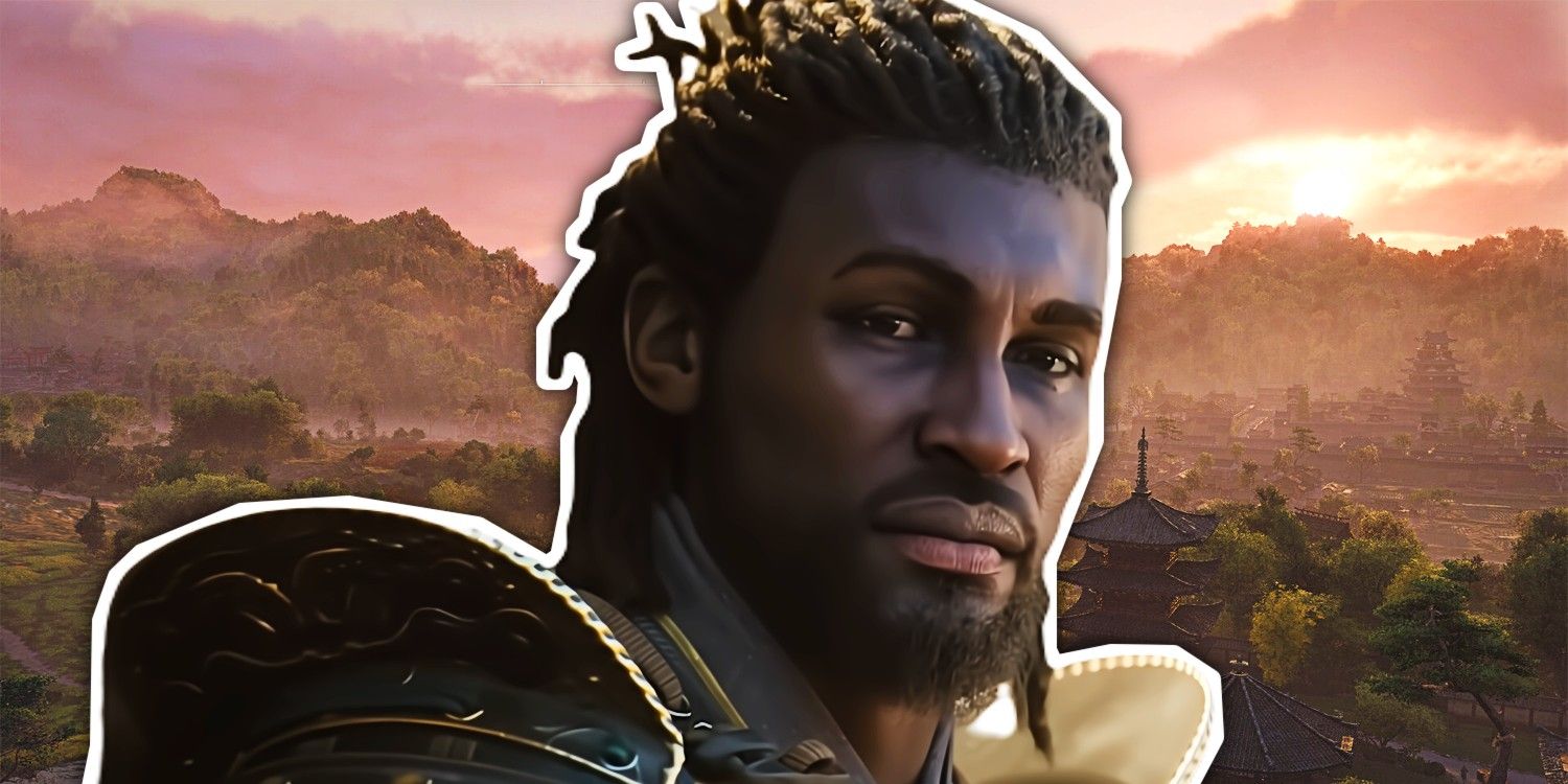 Assassin&rsquo;s Creed Yasuke looking like a gigachad in front of a background of feudal Japan.