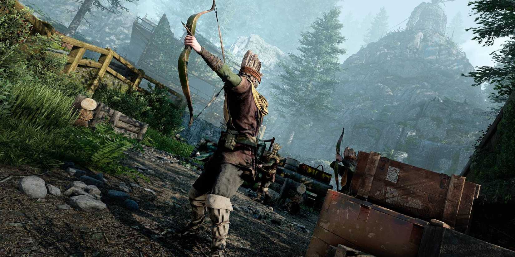 An enemy holding a bow and arrow in Atomfall.