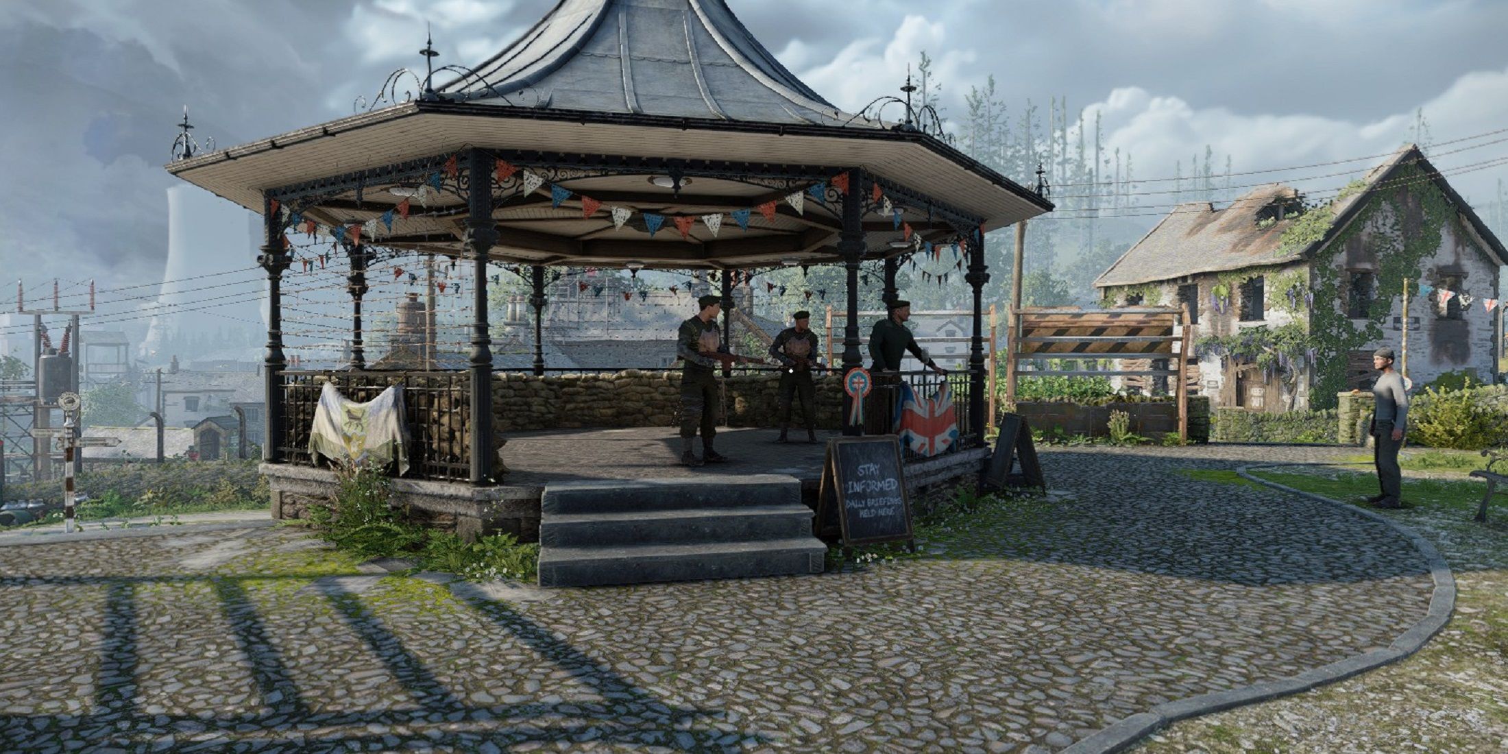 Atomfall Captain Sims in a Gazebo