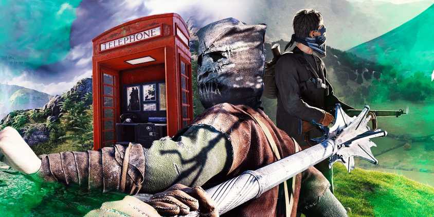 Atomfall character with the telephone booth