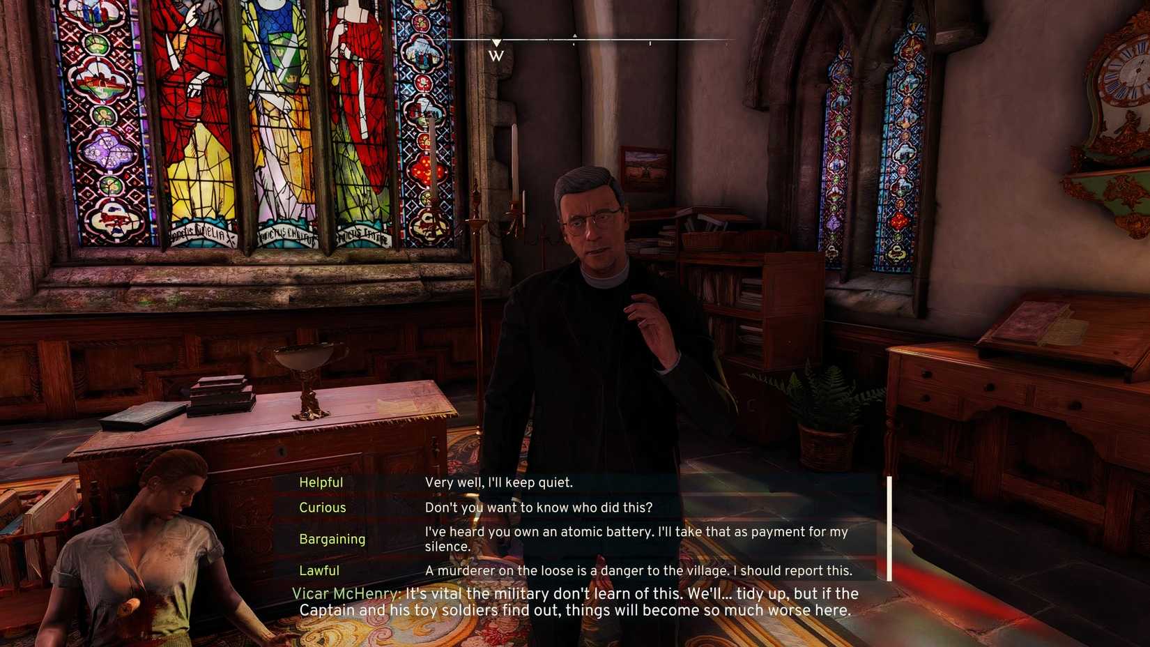 Atomfall Vicar McHenry asks you to keep quiet