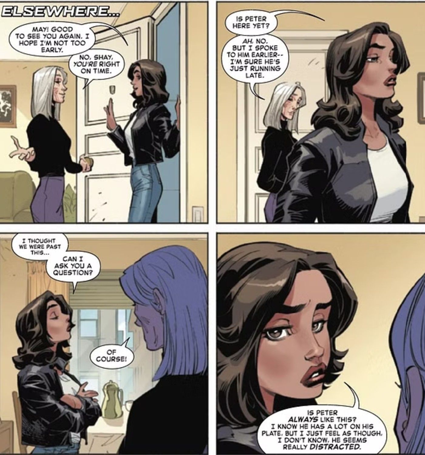 Aunt May meets Peter Parker&rsquo;s new girlfriend Shay Marken in the amazing spider-man #64