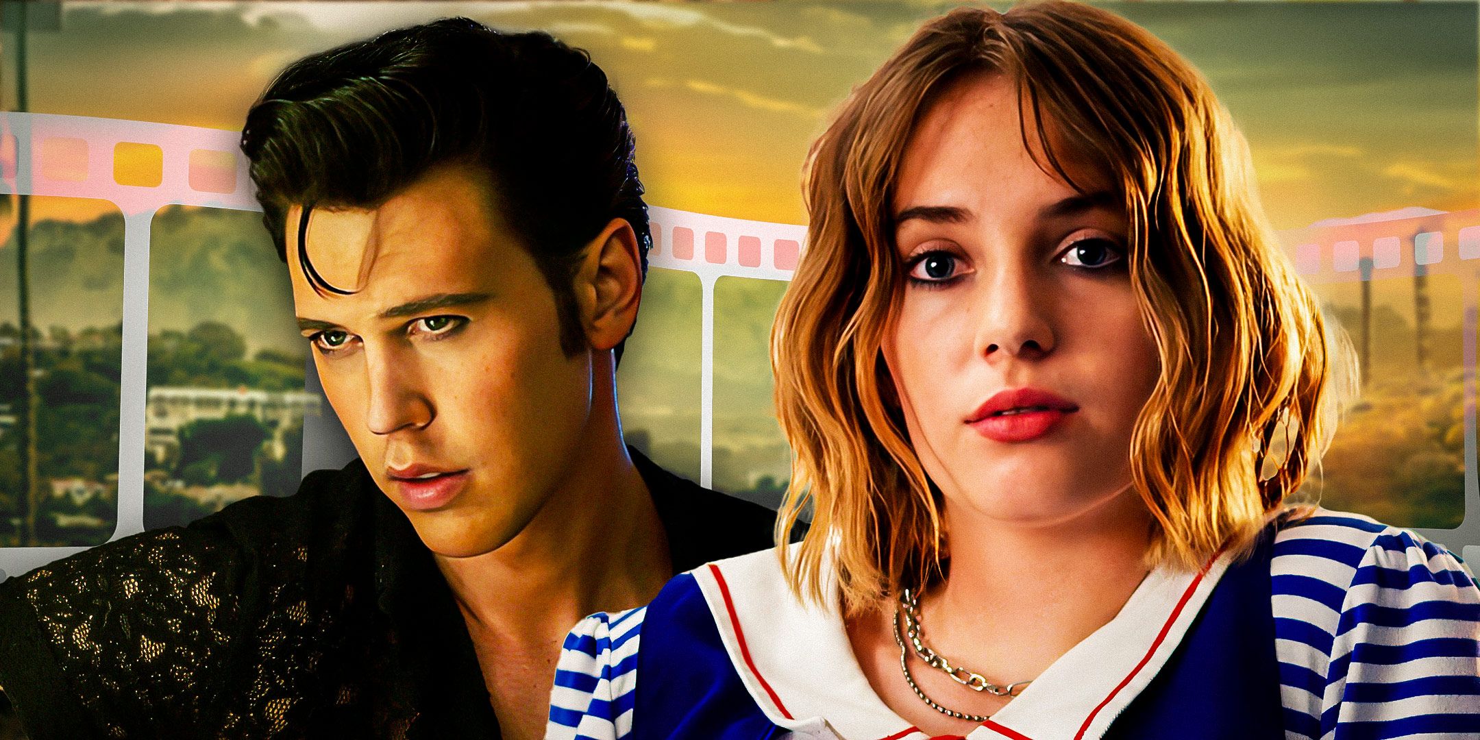 Custom image of Austin Butler in Evils and Maya Hawke in Stranger Things