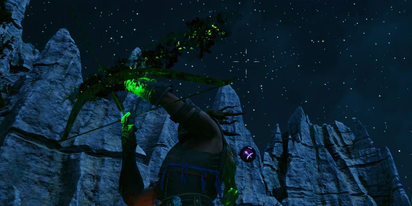 Avowed Blackbow aimed at the Night Sky 