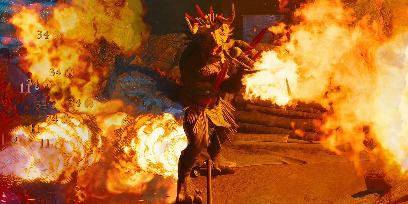 Avowed character with fire