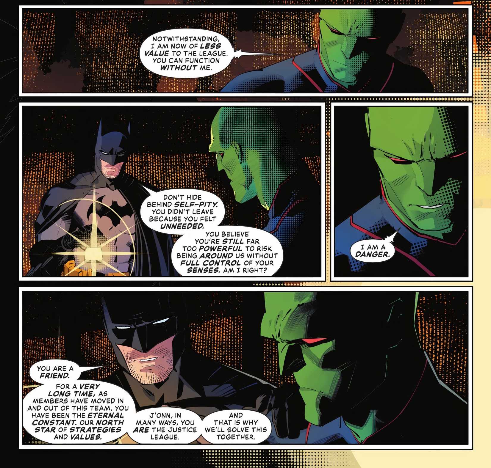 Batman and Martian Manhunter Talking Things Out DC