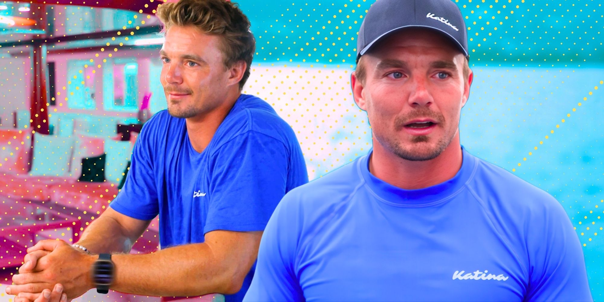 Below Deck Down Under's Wihan du Toit in side by side images on the job