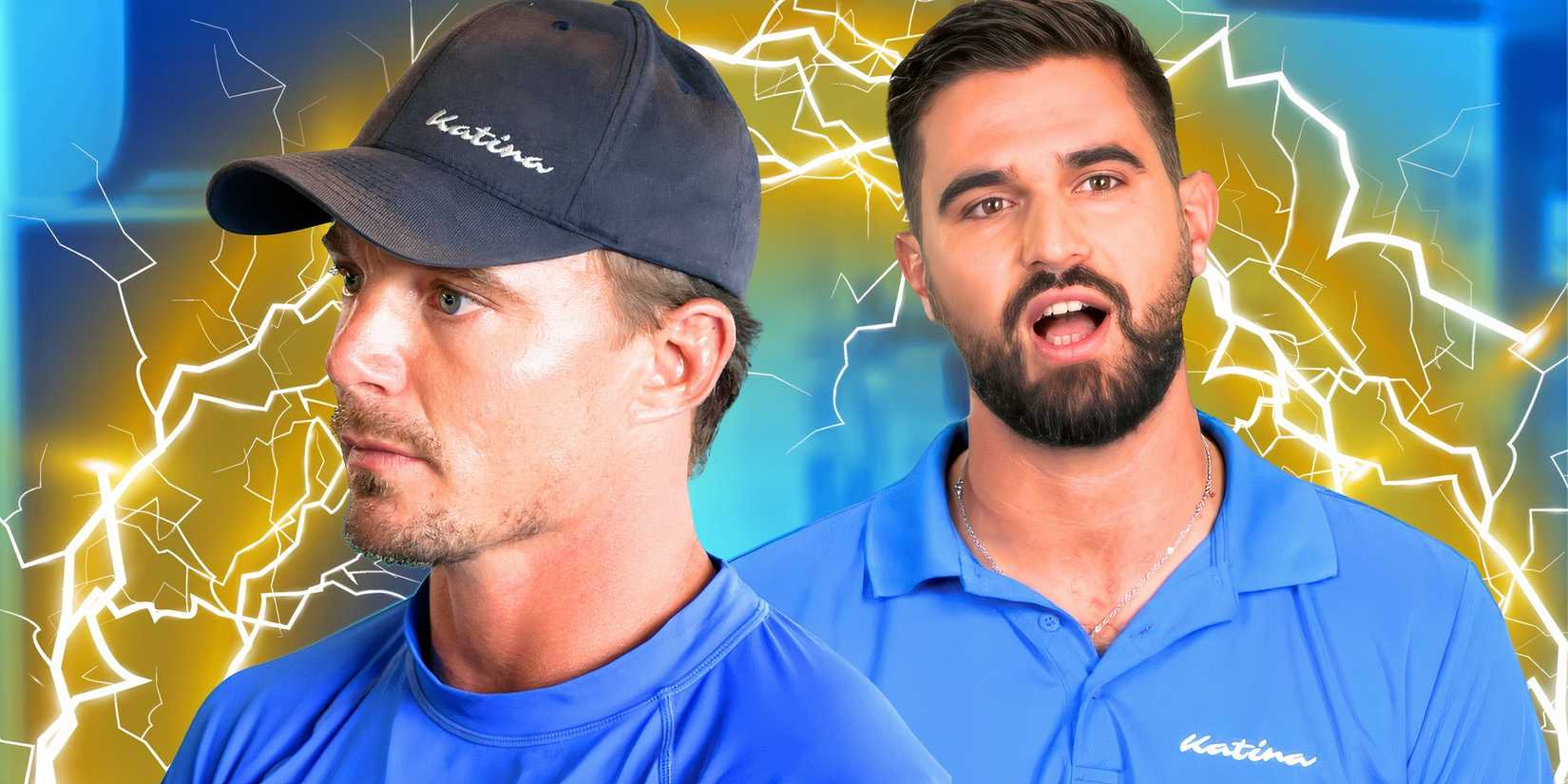 image of Below Deck Down Under's Wihan du Toit & Johnny Arvanitis with lightning bolts
