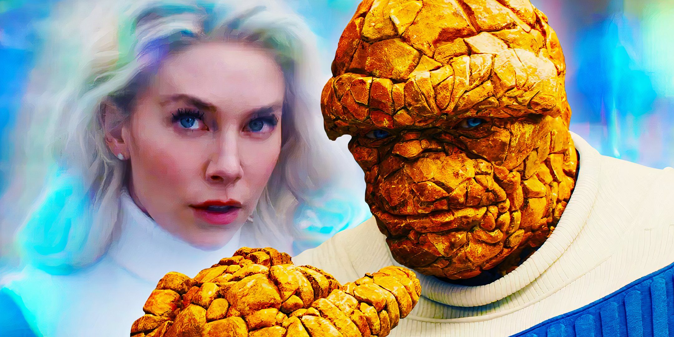 Ben Grimm and Sue Storm using their powers in The Fantastic Four First Steps