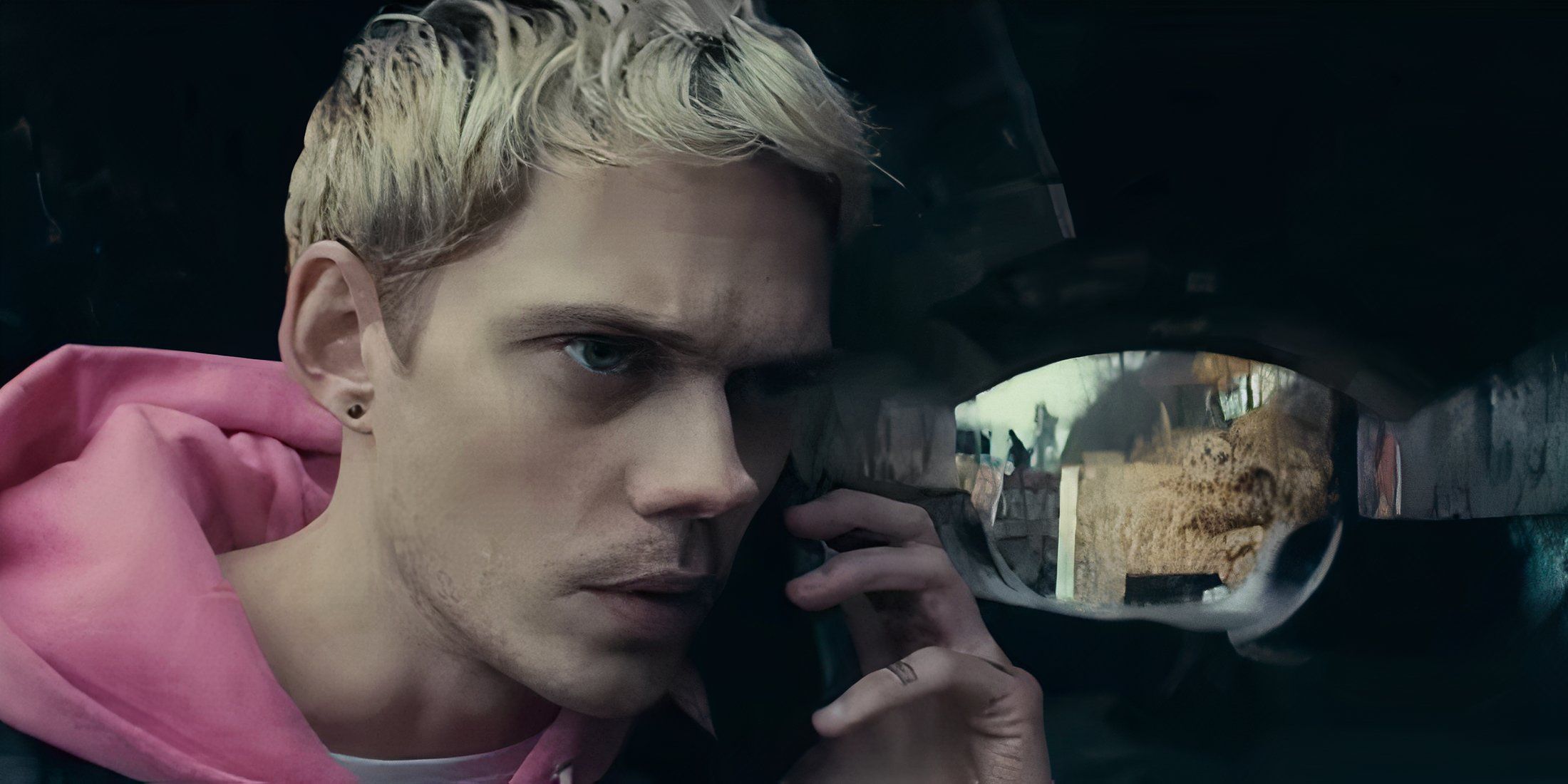 Bill Skarsgard as Eddie on the phone in Locked