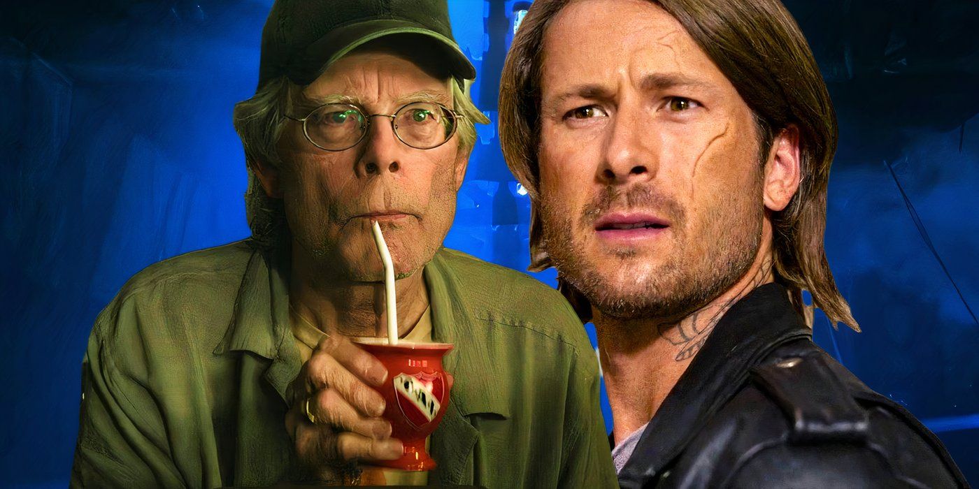 Blended image of Stephen King and Glen Powell