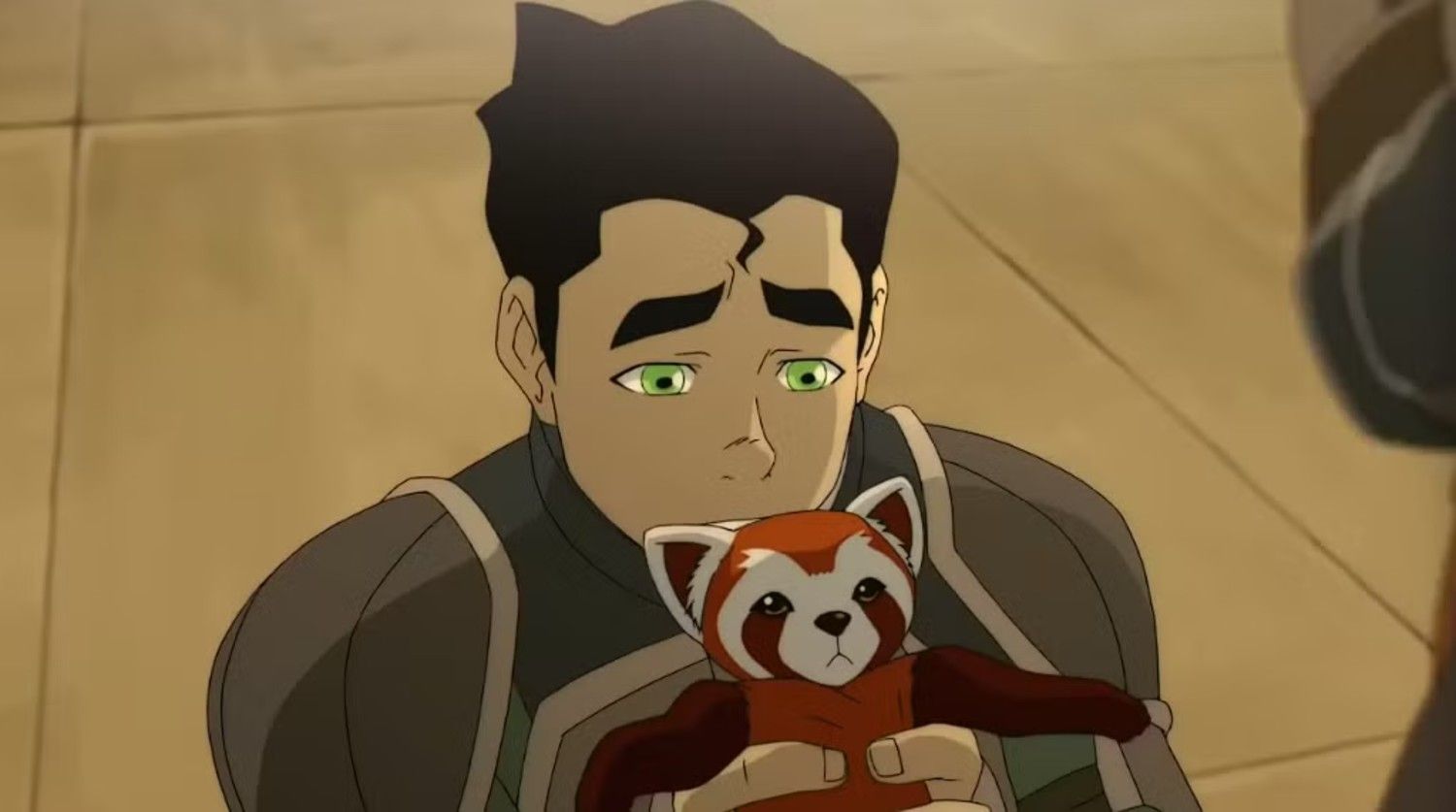 Bollin holding a toy fox in Legend of Korra