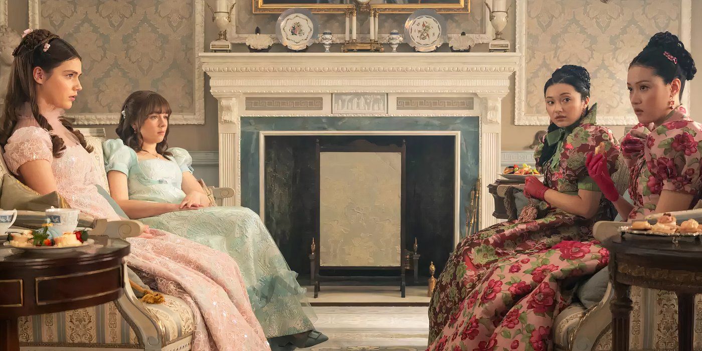 Bridgerton Season 3 EW Preview Florence Hunt, Claudia Jessie, Michelle Mao, and Isabella Wei as Hyacinth, Eloise, Rosamund and Posey