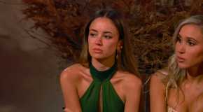 Carolina Sofia sits with Dina Lupancu on The Bachelor