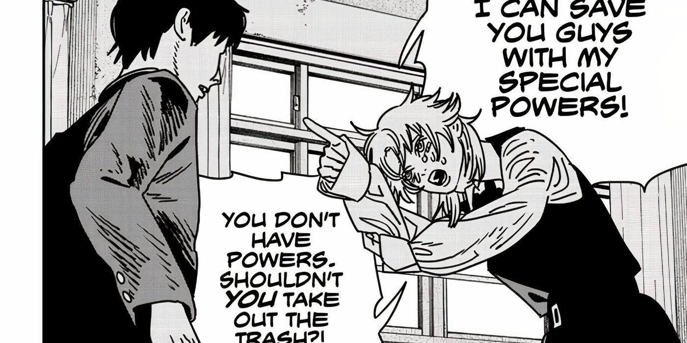 The Death Devil telling a student she has the power to save people in Chainsaw Man #196.