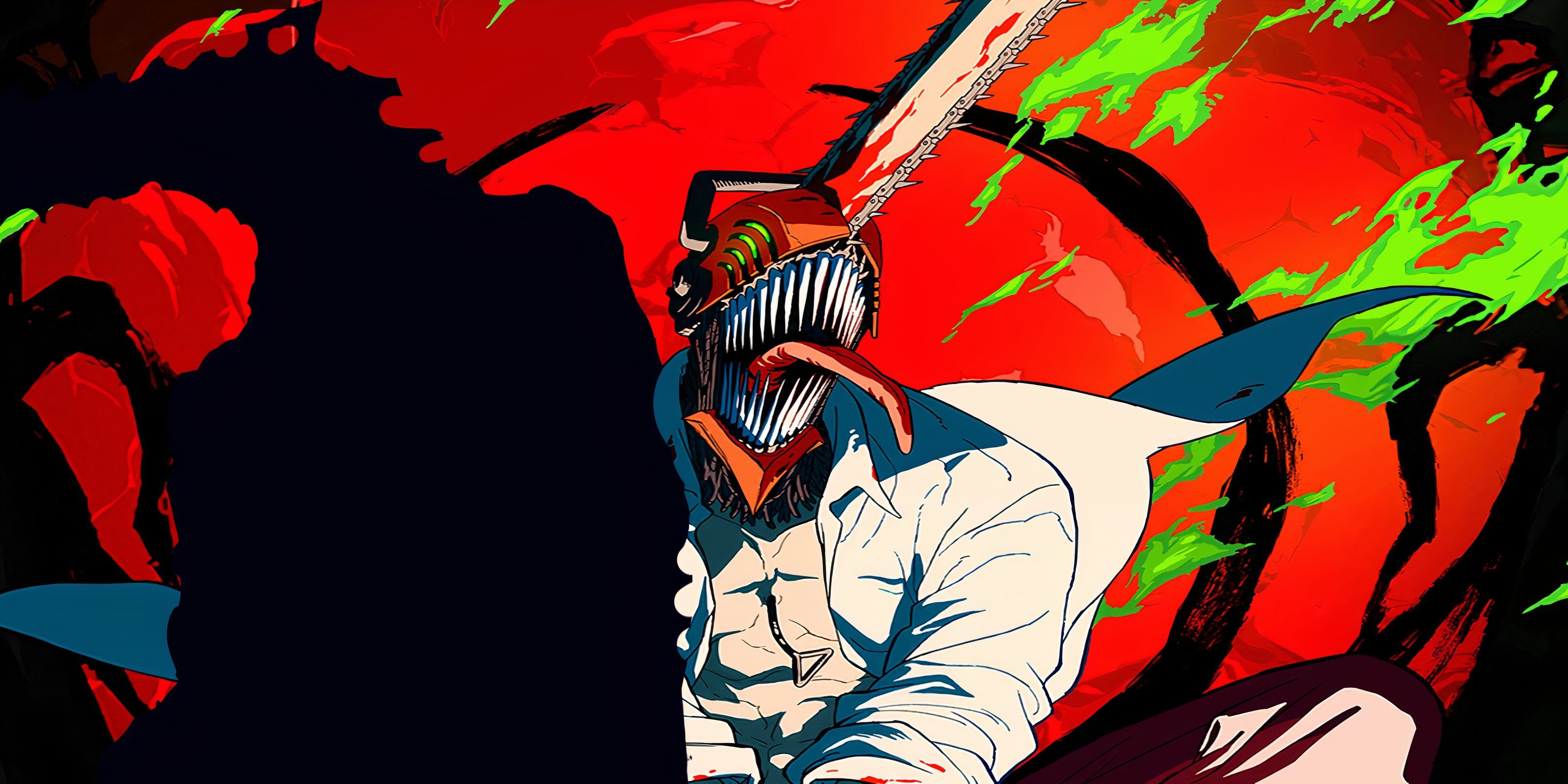 Feature header contrasting Denji with a silhouette of the fake Chainsaw Man