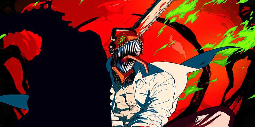 Feature header contrasting Denji with a silhouette of the fake Chainsaw Man