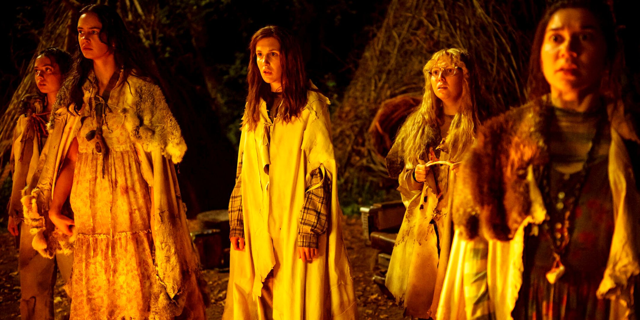Characters by fire in Yellowjackets season 3 episode 7