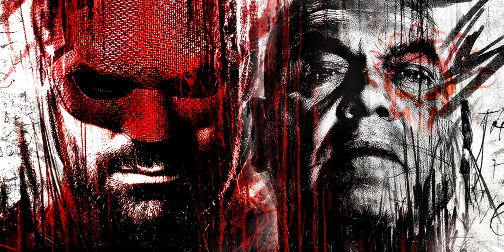 Charlie Cox's Matt Murdock and Vincent D'Onofrio's Wilson Fisk are depicted in grafitti art made by Muse in Daredevil Born Again
