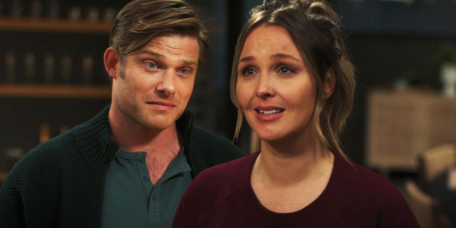 Chris Carmack as Link and Camilla Luddington as Jo in Grey's Anatomy season 21 episode 10-1