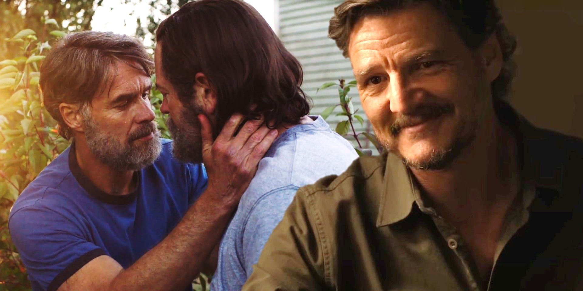 collage of bill frank and joel in the last of us