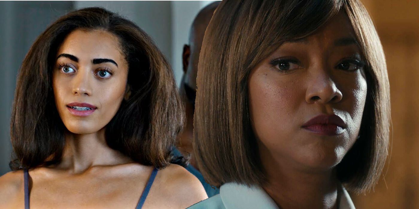 Collage of Eve (Kiara Barnes) and Megan (Sonequa Martin-Green)