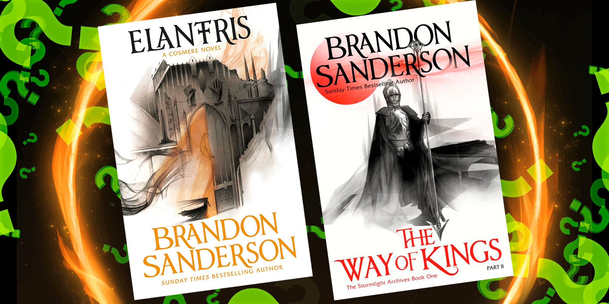 Covers of The Way of Kings and Elantris with question marks