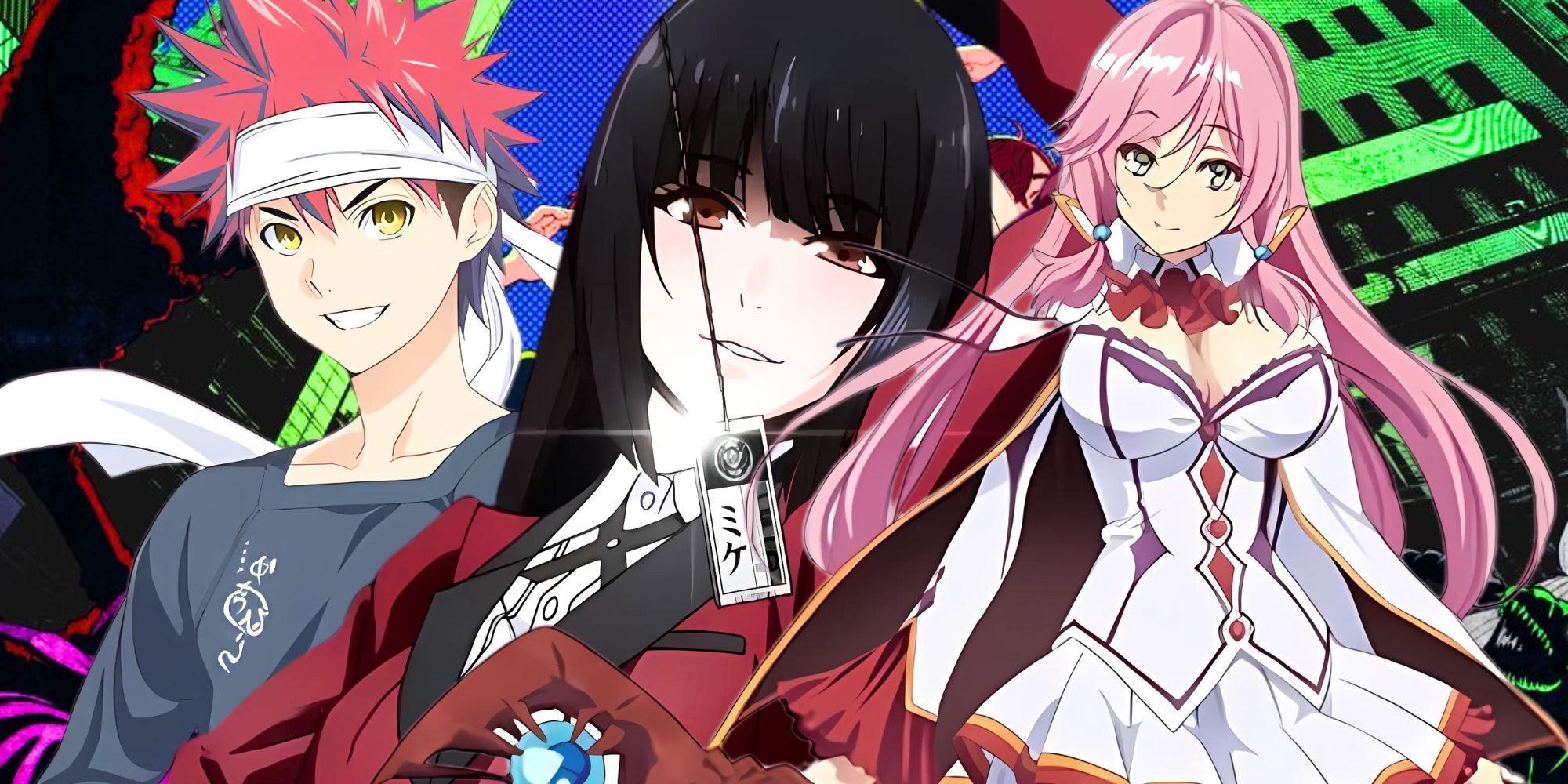 Custom image of Food Wars, Kakegurui, and Redo of Healer main characters