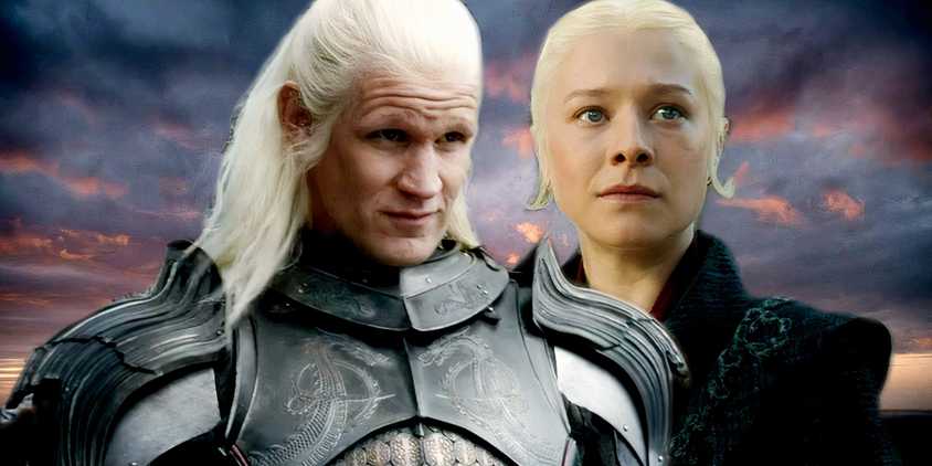 Daemon and Rhaenyra Targaryen side by side in House of the Dragon season 2 ending