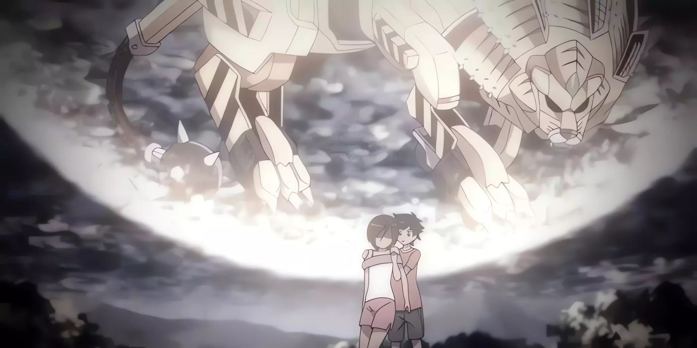 Daigo, Maki, and LoaderLeomon during their battle against the Dark Masters.
