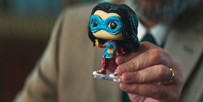 A Funko of Ms. Marvel in Daredevil: Born Again Season 1 Ep 5