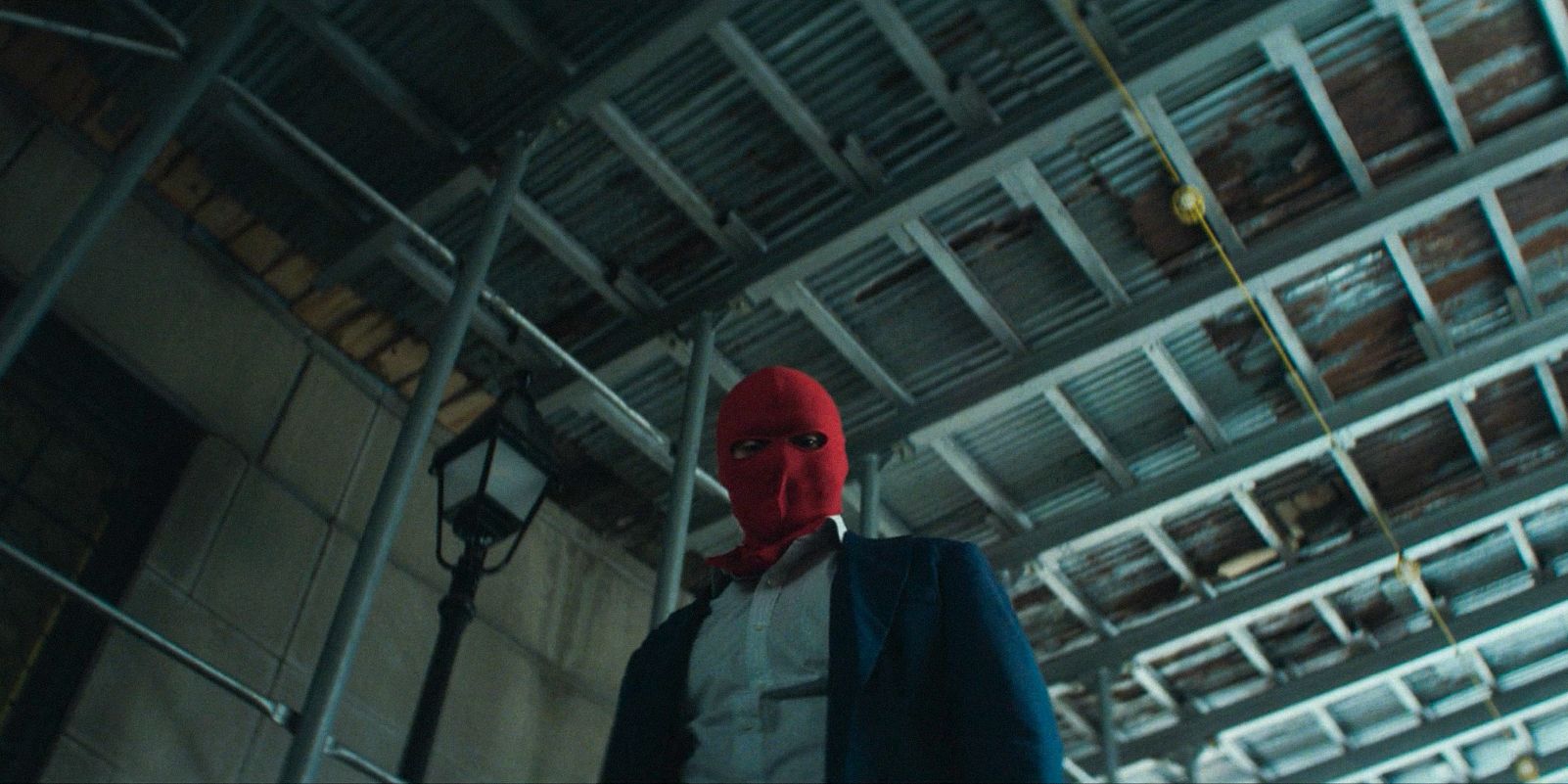 Matt Murdock (Charlie Cox) in a red balaclava takes down Devlin in Daredevil: Born Again Season 1 Ep 5