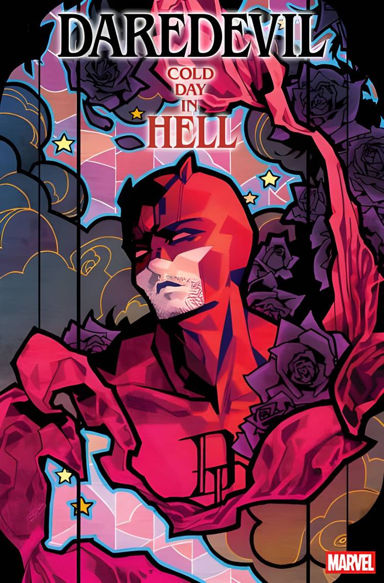 Daredevil in stained-glass style.