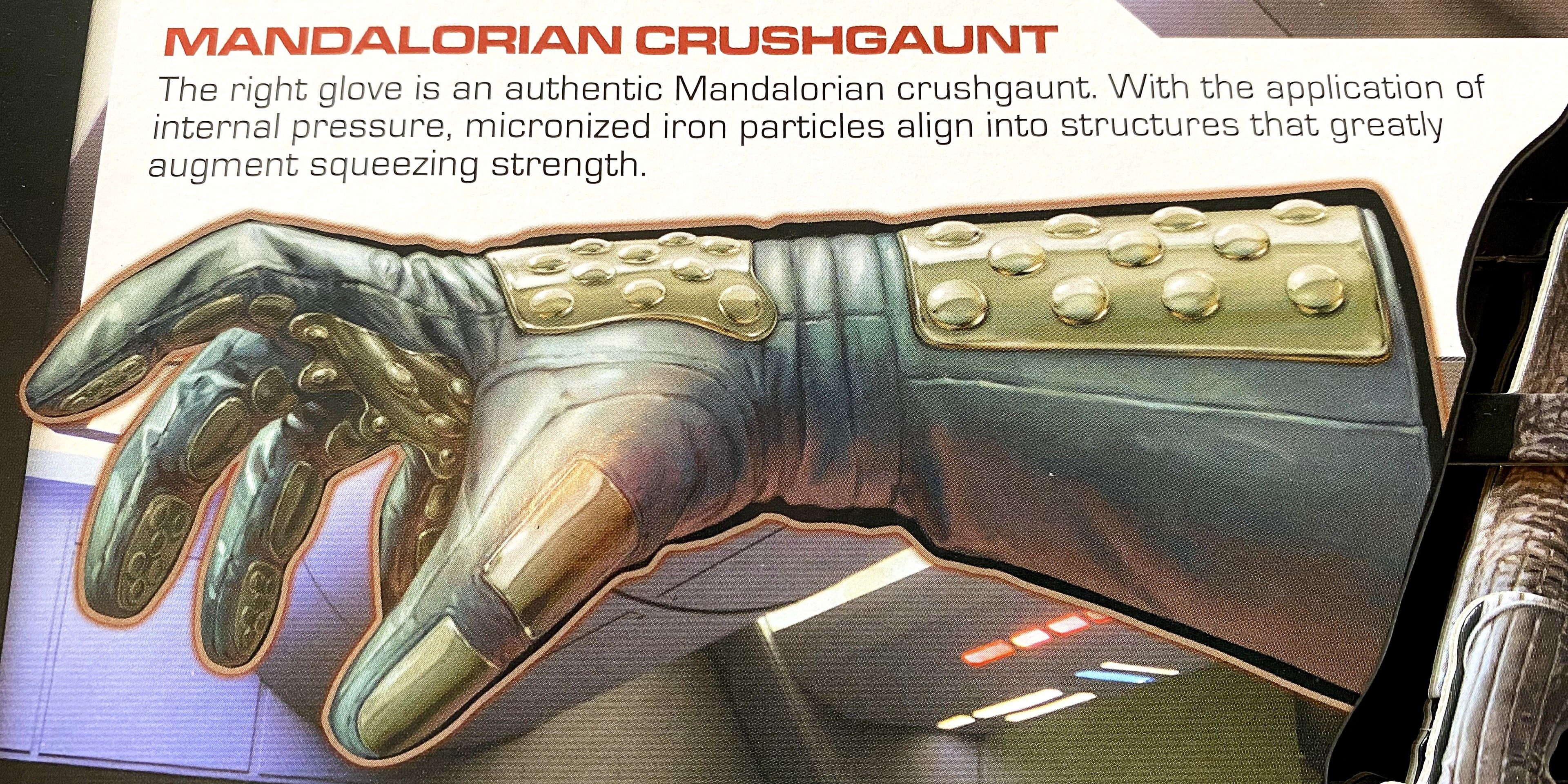Illustration of Darth Vader&rsquo;s Mandalorian crushgaunt in Star Wars: Darth Vader: A 3-D Reconstruction Log.