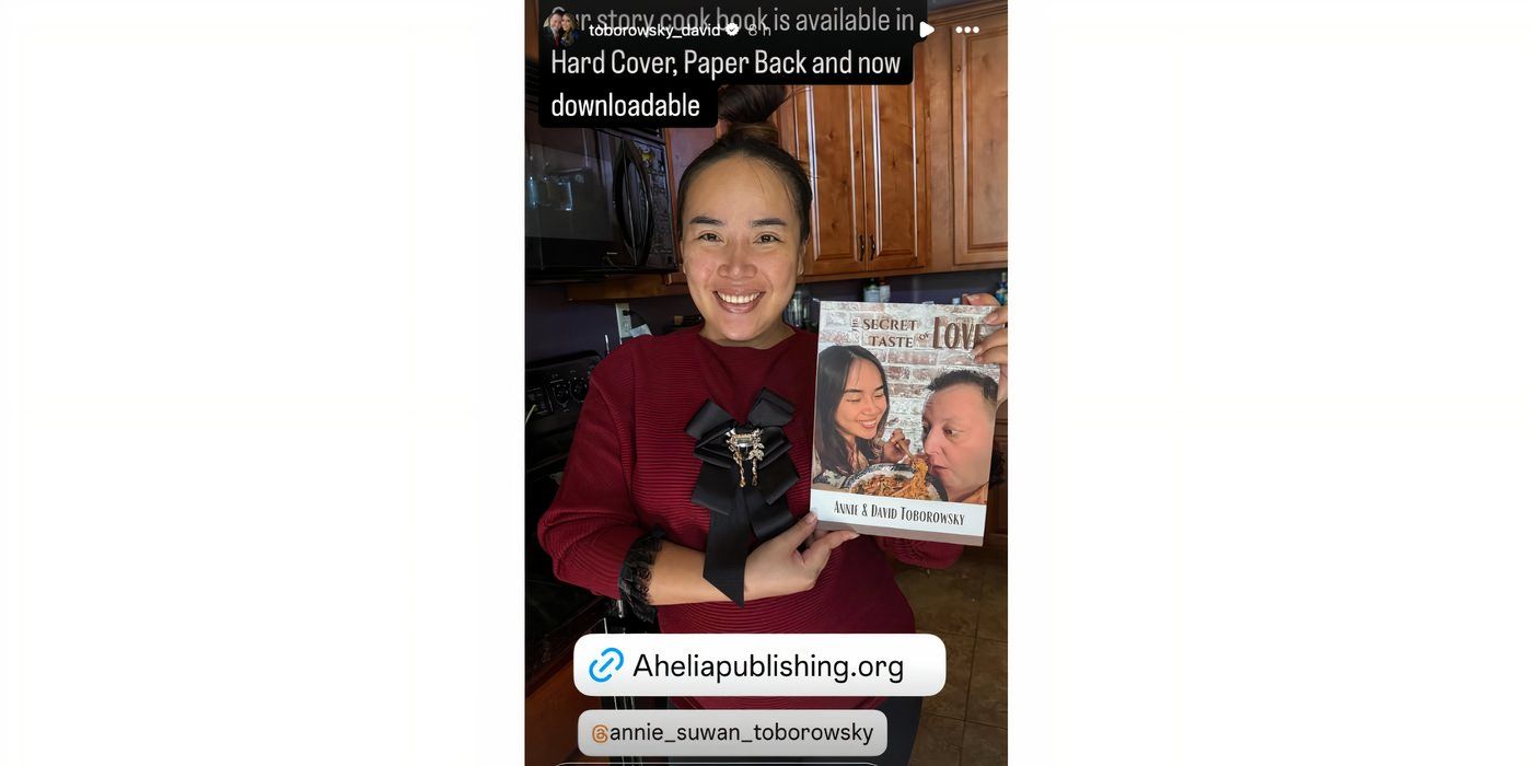 David Toborowsky in 90 Day Fiance on Instagram Story with Annie Suwan holding book