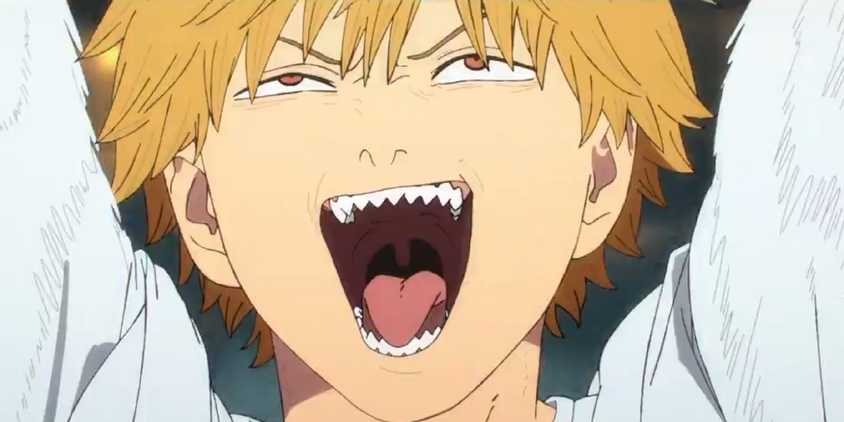 Denji shouts and raises his arm in the new Chainsaw Man movie