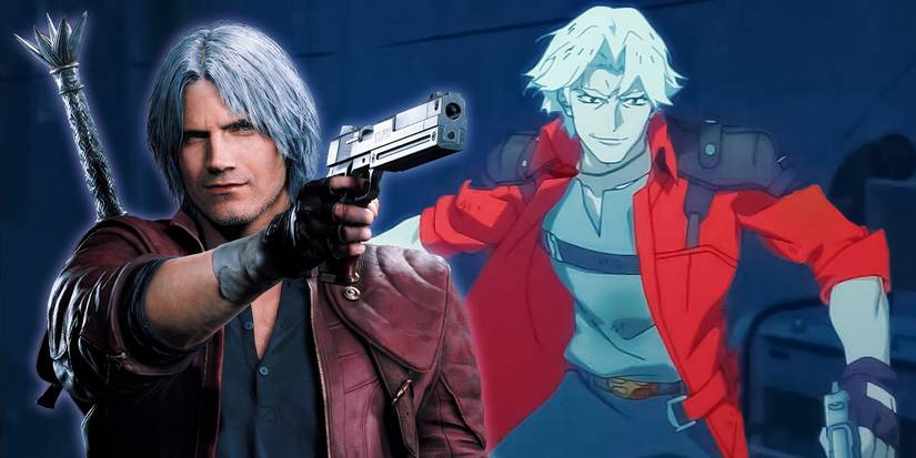 Devil May Cry 5 Dante next to Devil May Cry Netflix Anime Dante.